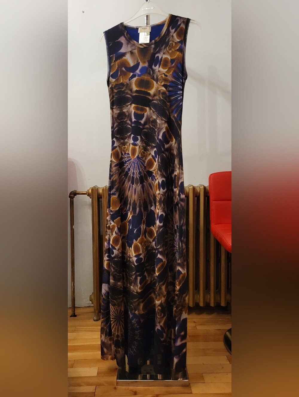 FUZZI Abstract Medallion Print Mesh Sleeveless Maxi Dress NWOT - Size L